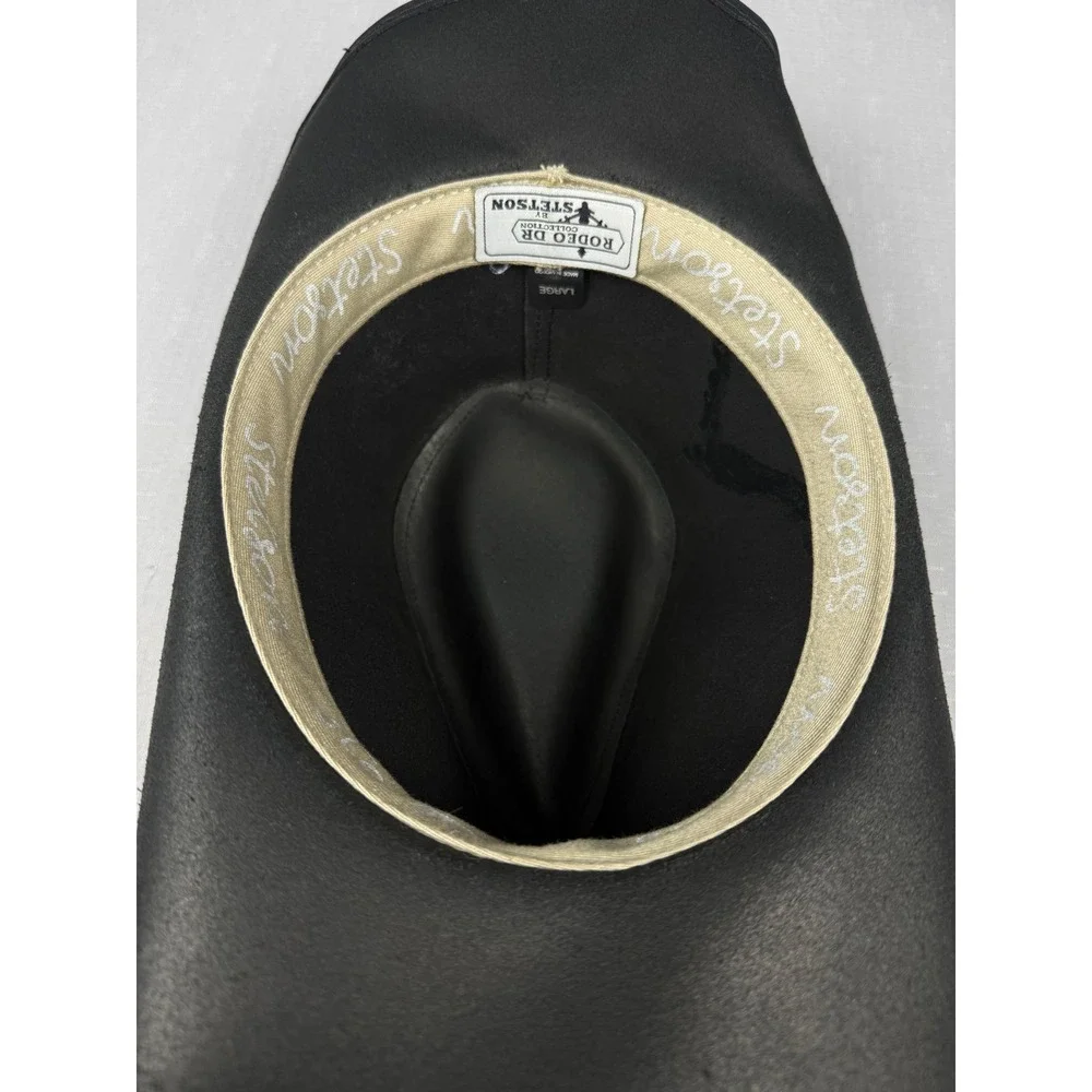 Stetson Rodeo Dr Collection Black Leather Cowboy Hat Studded Concho Large
